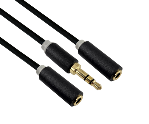 Audioadapter 3,5mm Klinke auf 2x Bu. 0,2m, Box Anschluss von 2x 3,5mm Klinke an einen Anschluss